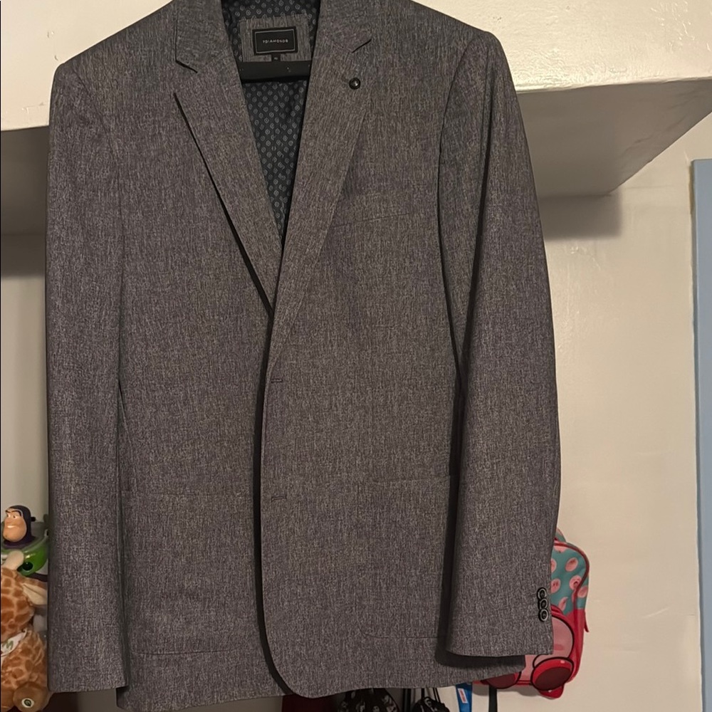 Gray Wool-Blend Sport Coat with Notched Lapel